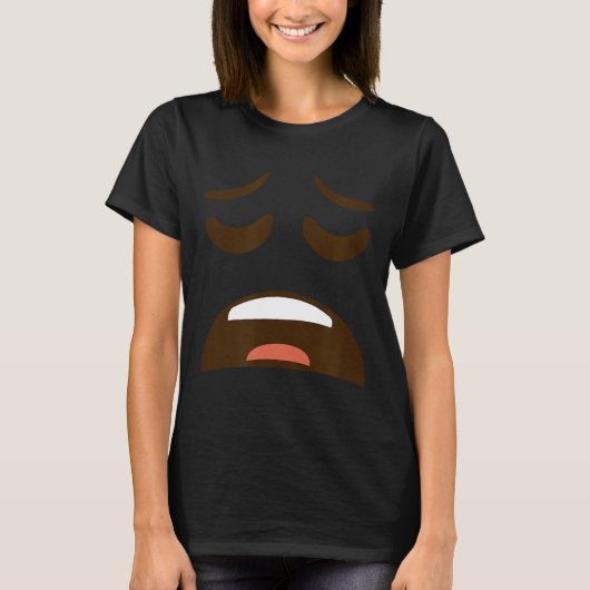疲れた疲れた顔絵文字コスチューム簡単ハロー Tシャツ (正面)