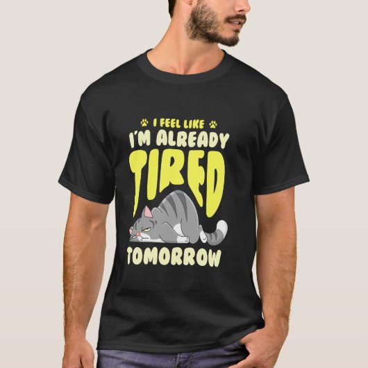 疲れた眠い猫 Tシャツ (正面)