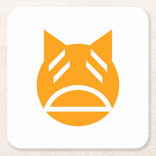 疲れた絵文字 スクエアペーパーコースター (正面)