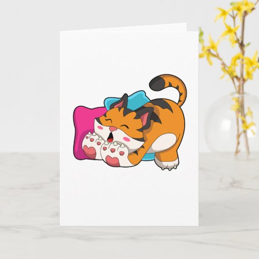 疲れた虎 カード (黄色い花)