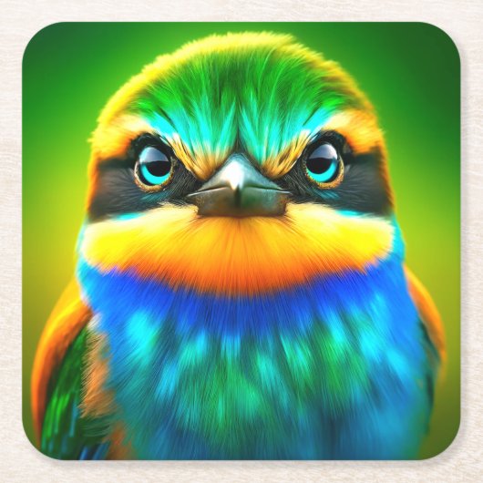 疲れた鳥 スクエアペーパーコースター (正面)