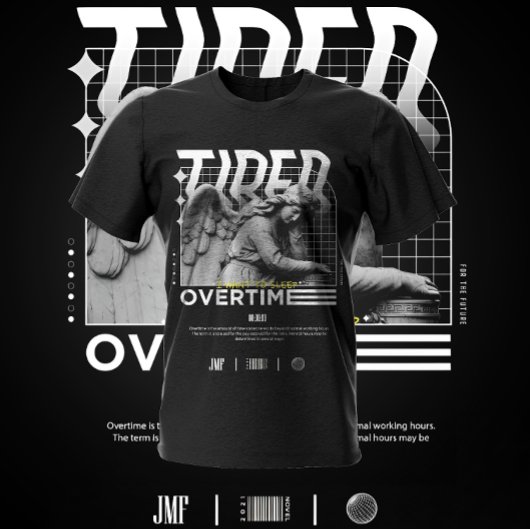 疲れて私は残業して寝たい Tシャツ