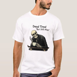 疲れ切ったスケーターのスケルトンコーヒー Tシャツ