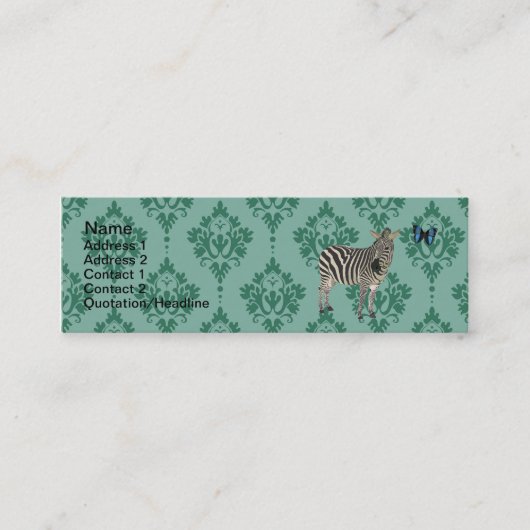 疲れ切ったダマスク織のZebの名刺 スキニー名刺 (正面)