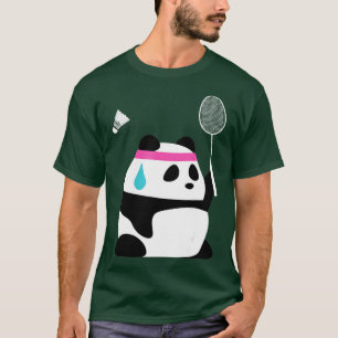 疲れ果てたバドミントンパンダおかしい甘いバドミントンアニ Tシャツ