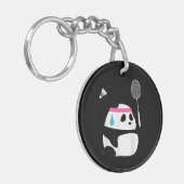 疲れ果てたバドミントンパンダおもしろいかわいい キーホルダー (正面左)