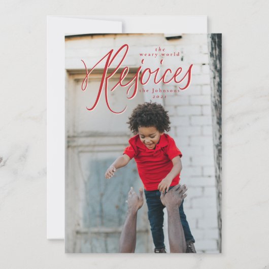 疲れ果てた世界がクリスマス・フォトカードを喜ぶ 招待状 (正面)