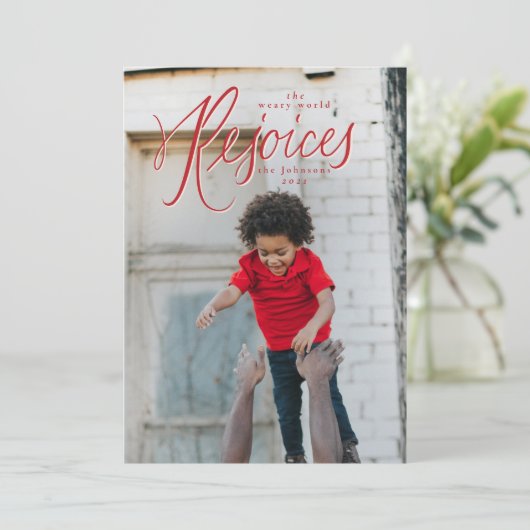 疲れ果てた世界がクリスマス・フォトカードを喜ぶ 招待状 (スタンド正面)