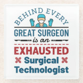 疲れ果てた外科技おもしろい術師スクラブ技術 ガラスコースター (正面)