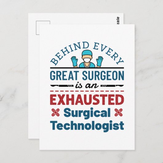 疲れ果てた外科技おもしろい術師スクラブ技術 ポストカード (正面/裏面)