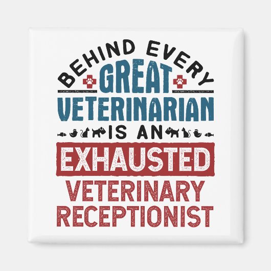 疲れ果てた獣医の受付 マグネット (正面)