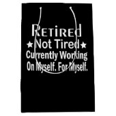 疲れ退職したていないおもしろい退職 ミディアムペーパーバッグ (正面)