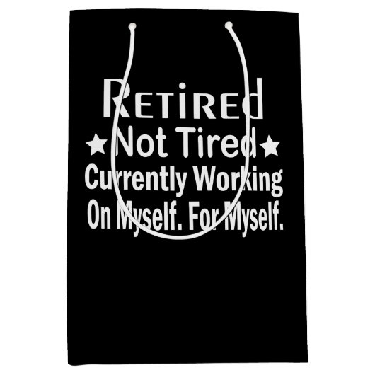 疲れ退職したていないおもしろい退職 ミディアムペーパーバッグ (正面)