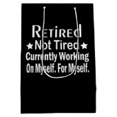 疲れ退職したていないおもしろい退職 ミディアムペーパーバッグ (裏面)