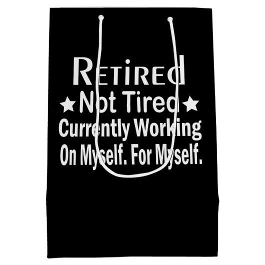 疲れ退職したていないおもしろい退職 ミディアムペーパーバッグ (裏面)