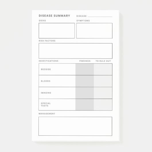 疾患概要医学看護学生 ポストイット (正面)