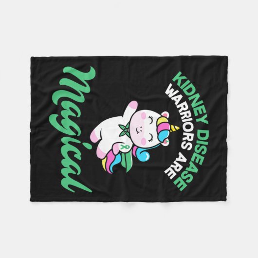 疾病戦士マジカルユニコーン腎認識度 フリースブランケット (正面(横))