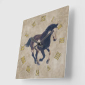 疾走するまだら馬のアメリカのペンキの種馬の馬 スクエア壁時計 (傾斜)