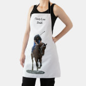 疾走するサラブレッド馬とライダーエプロン エプロン (インサイチュ)