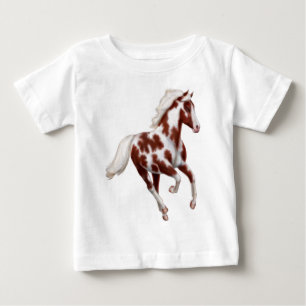 疾走するペンキの馬の乳児のTシャツ ベビーTシャツ