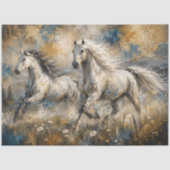 疾走する白馬の絵画 壁アート 馬のインテリア 薄葉紙 (正面)