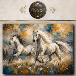 疾走する白馬の絵画 壁アート 馬のインテリア 薄葉紙