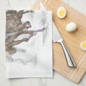 疾走する競走馬 キッチンタオル (四つ折り)