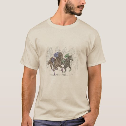 疾走する競走馬 Tシャツ (正面)