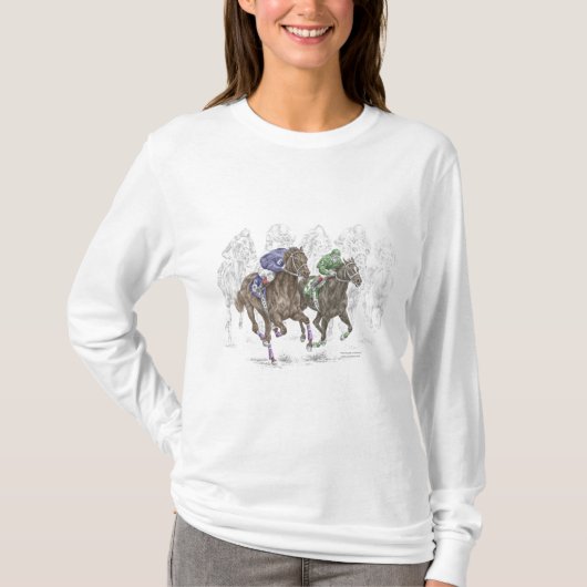 疾走する競走馬 Tシャツ (正面)
