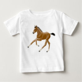 疾走する純血種の馬の子馬のベビーのワイシャツ ベビーTシャツ