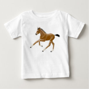 疾走する純血種の馬の子馬のベビーのワイシャツ ベビーTシャツ