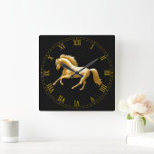 疾走する金馬の柱時計 ラウンド壁時計 (ホーム)