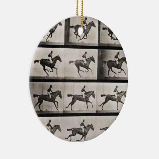 疾走する馬のジョッキーは、「Animaからの627をめっきします セラミックオーナメント (右)