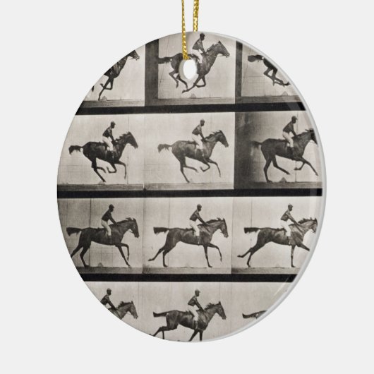 疾走する馬のジョッキーは、「Animaからの627をめっきします セラミックオーナメント (左)