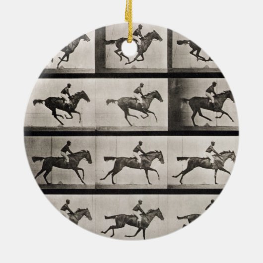 疾走する馬のジョッキーは、「Animaからの627をめっきします セラミックオーナメント (裏面)
