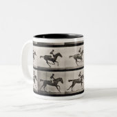 疾走する馬のジョッキーは、「Animaからの627をめっきします ツートーンマグカップ (正面左)