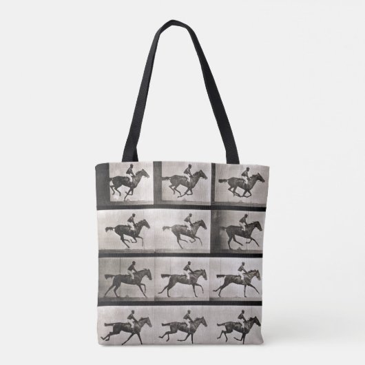 疾走する馬のジョッキーは、「Animaからの627をめっきします トートバッグ (裏面)