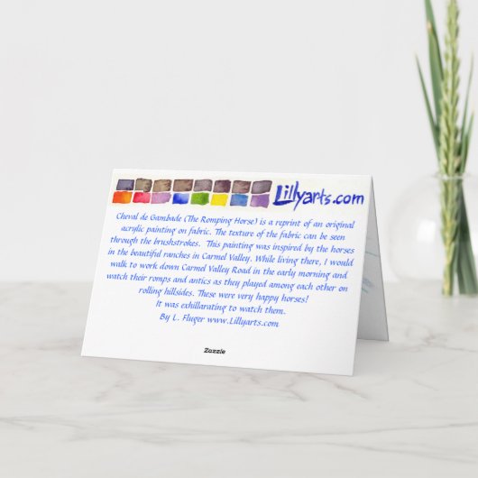 疾走する馬の挨拶およびメッセージカード カード (裏面)