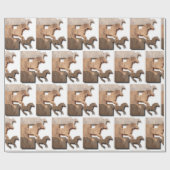 疾走する馬の木製シルエット ラッピングペーパー (フラット)