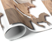 疾走する馬の木製シルエット ラッピングペーパー (ロールコーナー)