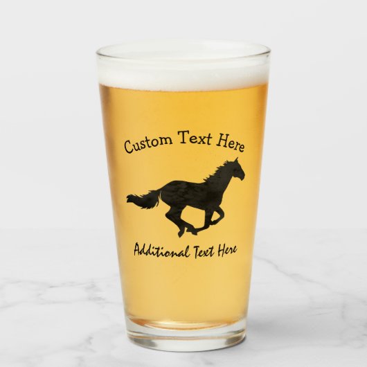 疾走する馬の水彩画のシルエット タンブラーグラス (ドリンク正面)