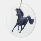 疾走する黒い純血種の馬のオーナメント セラミックオーナメント (左)