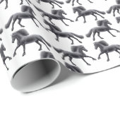 疾走する黒いFriesianの馬の包装紙 ラッピングペーパー (ロールコーナー)