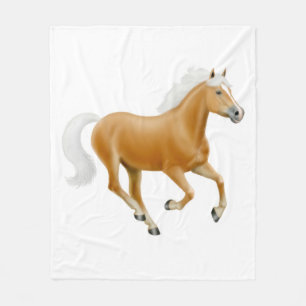 疾走するPalominoのHaflingerの馬のフリースブランケット フリースブランケット