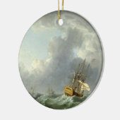 疾風(キャンバスの前にの油走る英国の船 セラミックオーナメント (左)