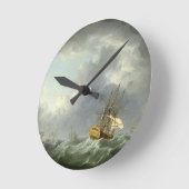 疾風(キャンバスの前にの油走る英国の船 ラウンド壁時計 (傾斜)