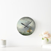 疾風(キャンバスの前にの油走る英国の船 ラウンド壁時計 (ホーム)