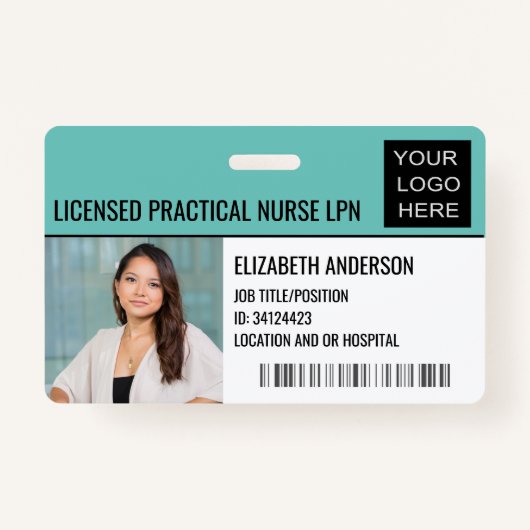 病カスタム院の写真ID （ロゴ付き） バッジ (正面)