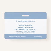 病カスタム院の従業員ロゴ（薄い青色の写真ID） バッジ (裏面)