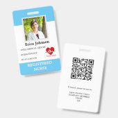 病カスタム院ナース社員のロゴと写真ID バッジ (表裏)